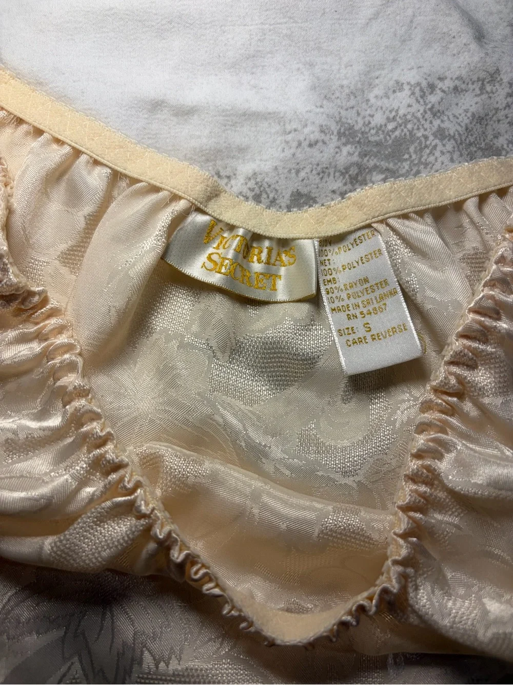 Vintage Victoria’s Secret Ivory Floral Jacquard Cami & Tap Panty Set